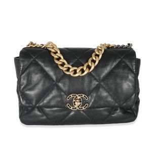 Chanel Black Shiny Lambskin Chanel 19 Flap Bag
